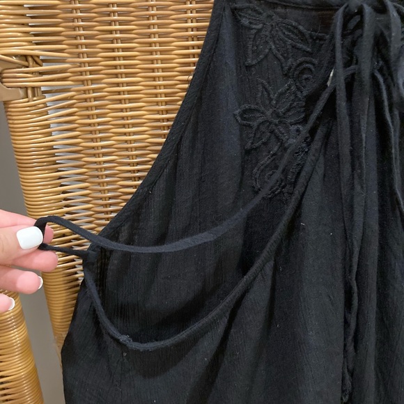 ❤️SOLD❤️Free People Womens Large Black Flowy Embroidered Cut Out Tie Back Dress - Picture 7 of 8